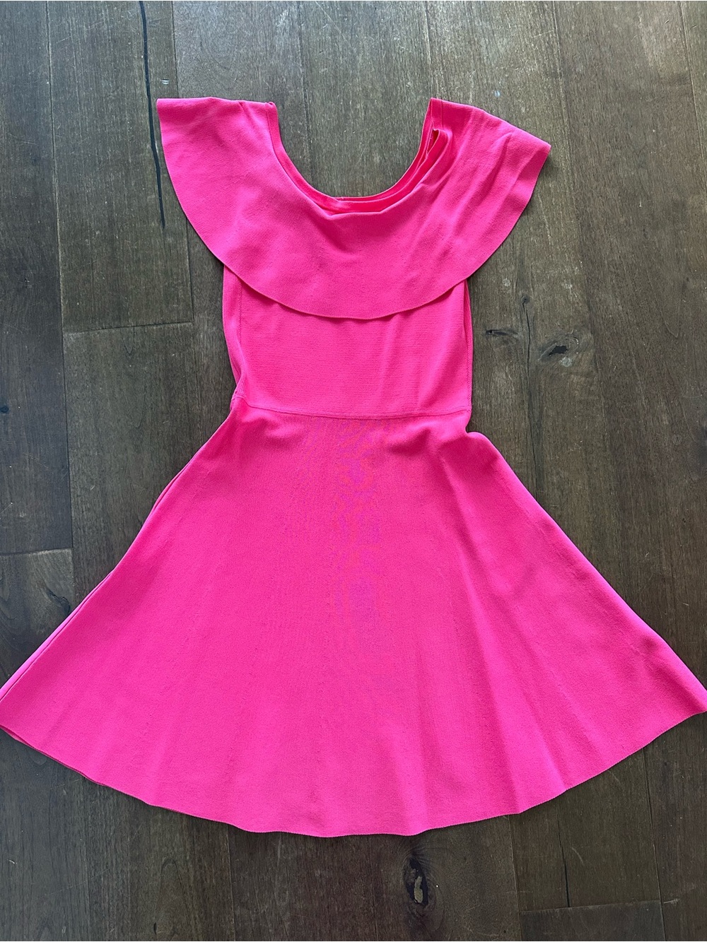 Eliza J Hot Pink Ruffle-Trim Fit & Flare Knit Dress - Picture 2 of 8